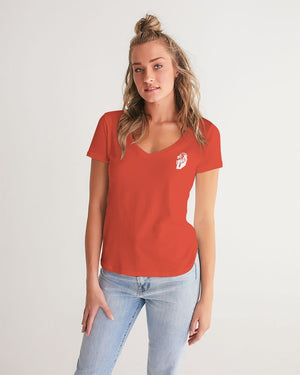 "Red Hot With Passion" Collection Women's All-Over Print V-Neck Tee