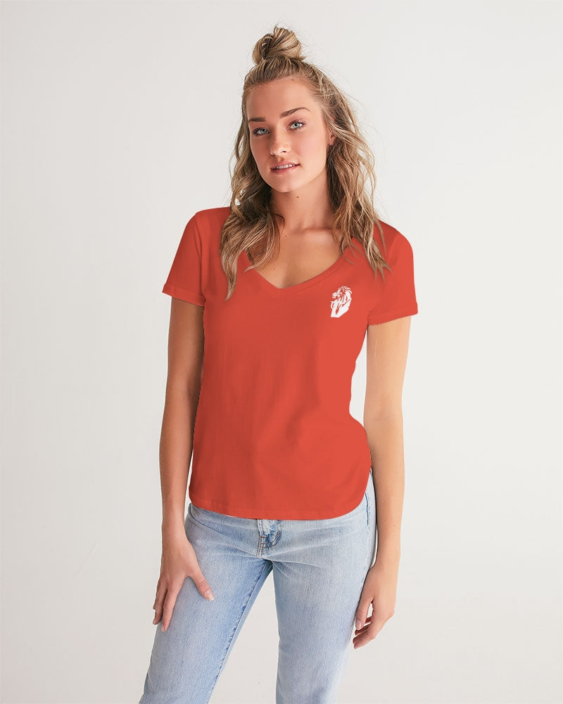 "Red Hot With Passion" Collection Women's All-Over Print V-Neck Tee