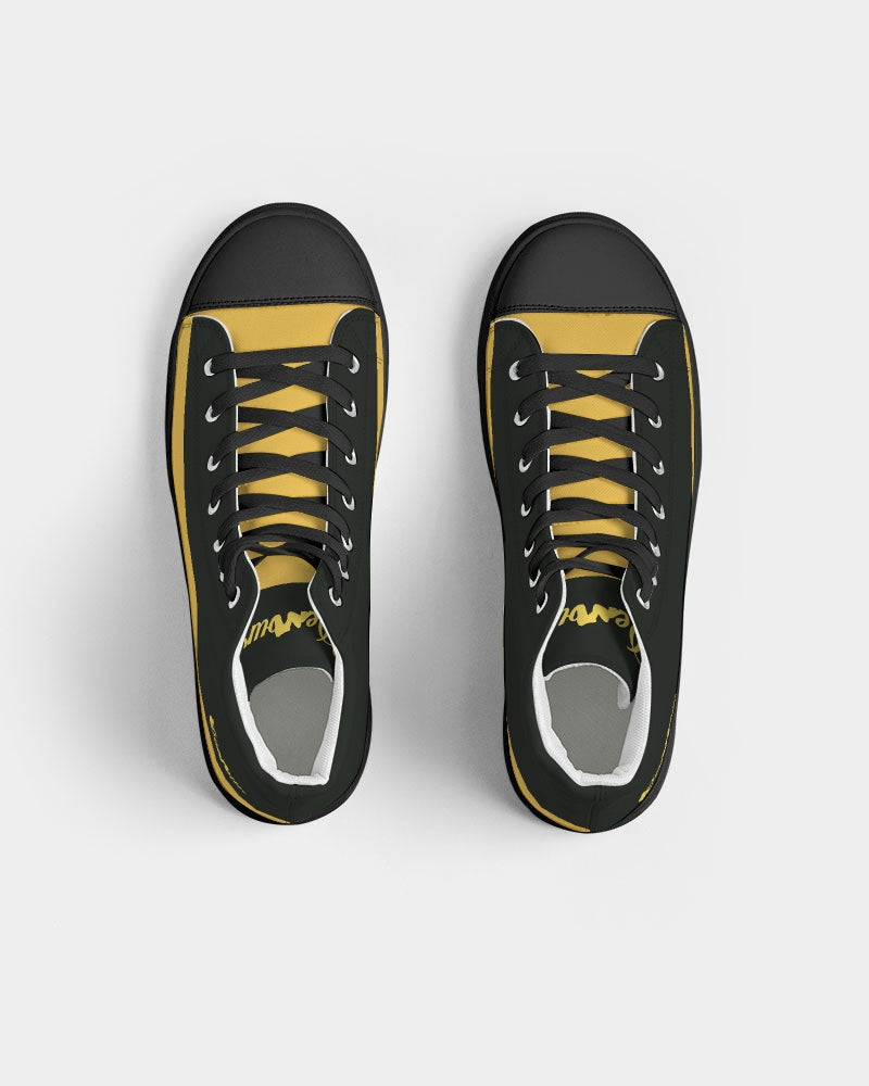 "Melo Yellow" Women's Hightop Canvas Shoe - Black