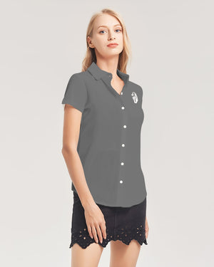 Women's All-Over Print Short Sleeve Button Up