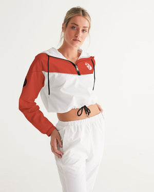 "Red Hot With Passion" Collection Women's All-Over Print Cropped Windbreaker