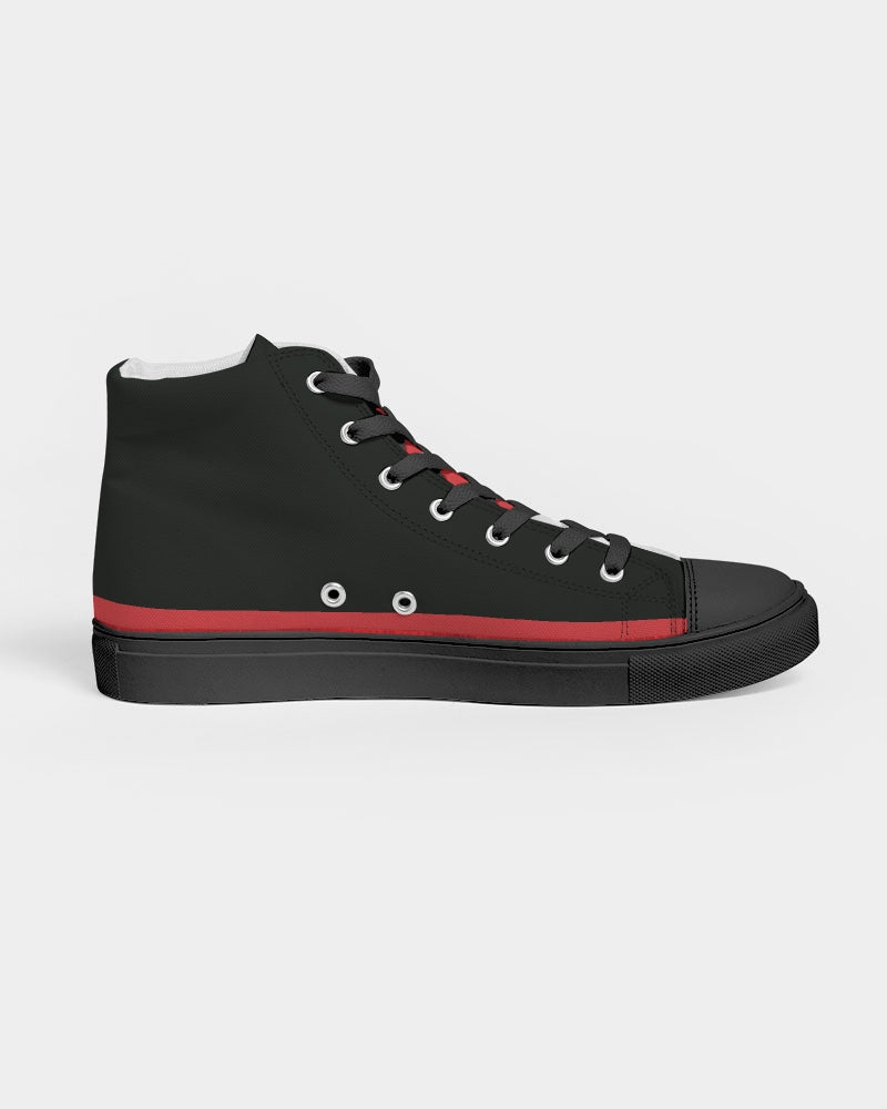 "Red Hot With Passion" DeVour The Moment Women's Hightop Canvas Shoe - Black