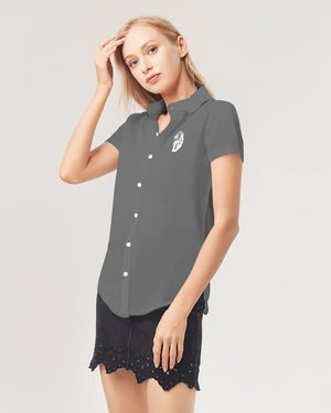 Women's All-Over Print Short Sleeve Button Up