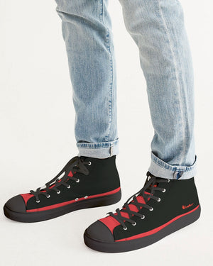 "Red Hot With Passion" DeVour The Moment Men's Hightop Canvas Shoe - Black