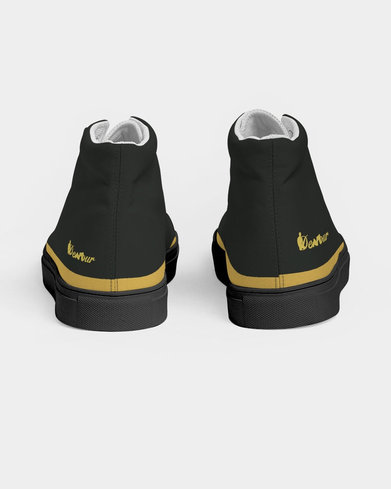 "Melo Yellow" Women's Hightop Canvas Shoe - Black