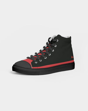 "Red Hot With Passion" DeVour The Moment Women's Hightop Canvas Shoe - Black