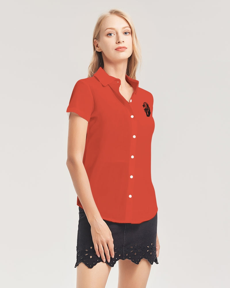 Red Zone Women's All-Over Print Short Sleeve Button Up