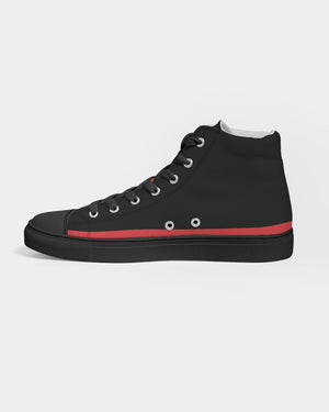 "Red Hot With Passion" DeVour The Moment Women's Hightop Canvas Shoe - Black