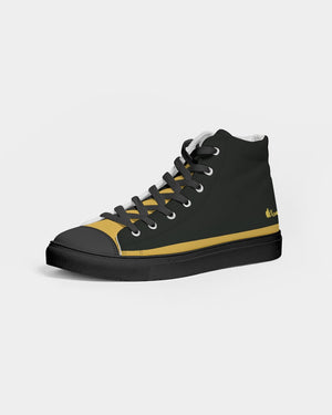 "Melo Yellow" Women's Hightop Canvas Shoe - Black