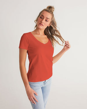 "Red Hot With Passion" Collection Women's All-Over Print V-Neck Tee