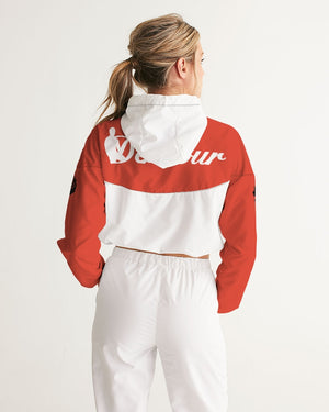 "Red Hot With Passion" Collection Women's All-Over Print Cropped Windbreaker