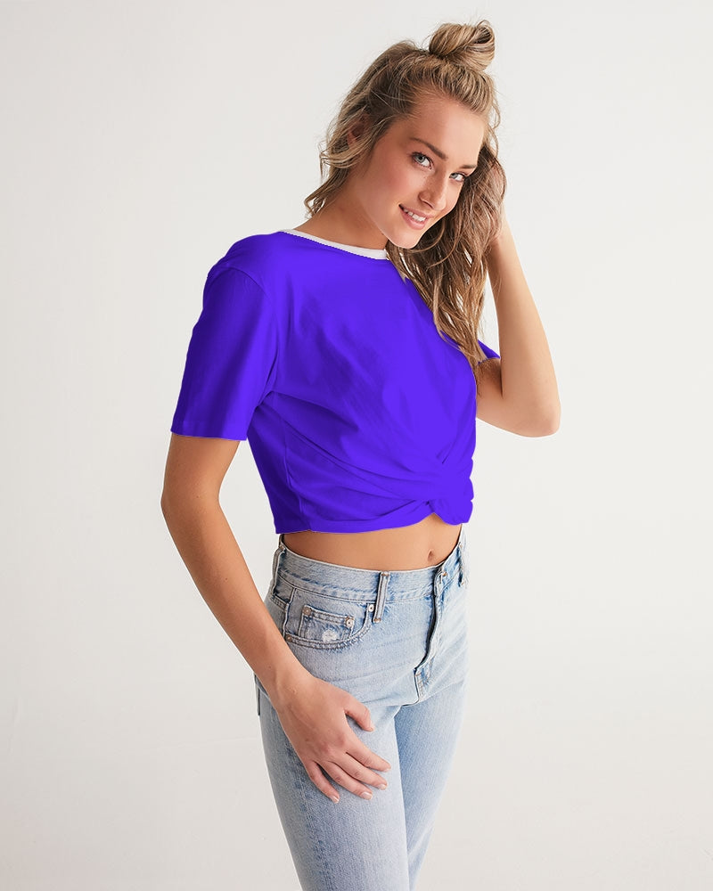 "Purple Royalty" Collection Women's All-Over Print Twist-Front Cropped Tee