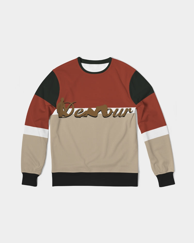 say in red Men's Classic French Terry Crewneck Pullover