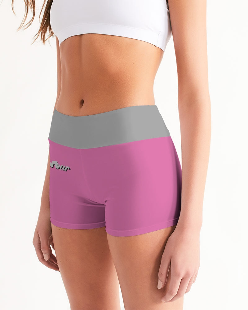 "Bubblegum Pink" Collection Women's Mid-Rise Yoga Shorts