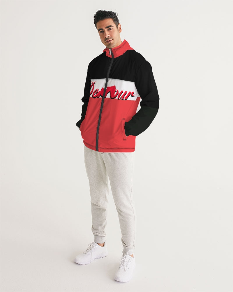say in red Men's Windbreaker