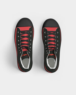 "Red Hot With Passion" DeVour The Moment Women's Hightop Canvas Shoe - Black