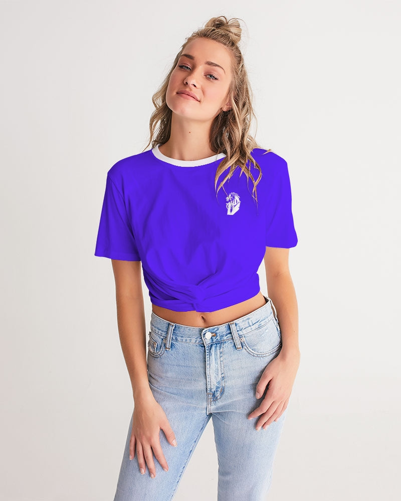 "Purple Royalty" Collection Women's All-Over Print Twist-Front Cropped Tee