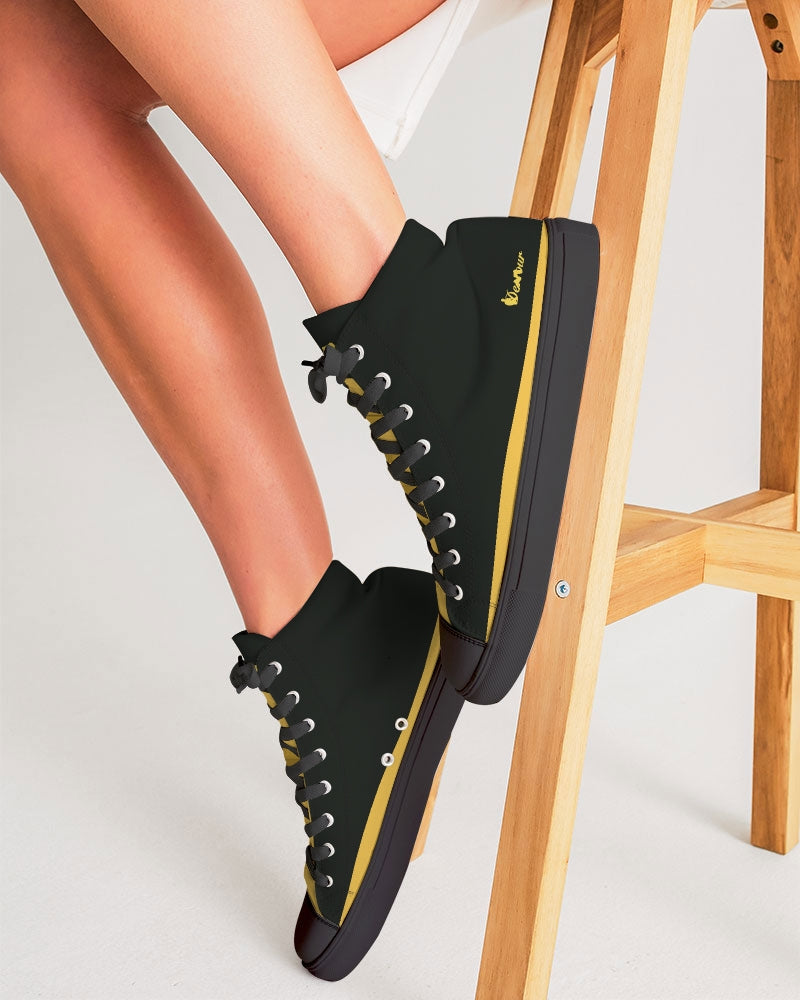 "Melo Yellow" Women's Hightop Canvas Shoe - Black