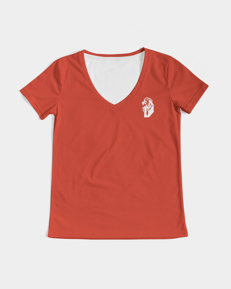 "Red Hot With Passion" Collection Women's All-Over Print V-Neck Tee