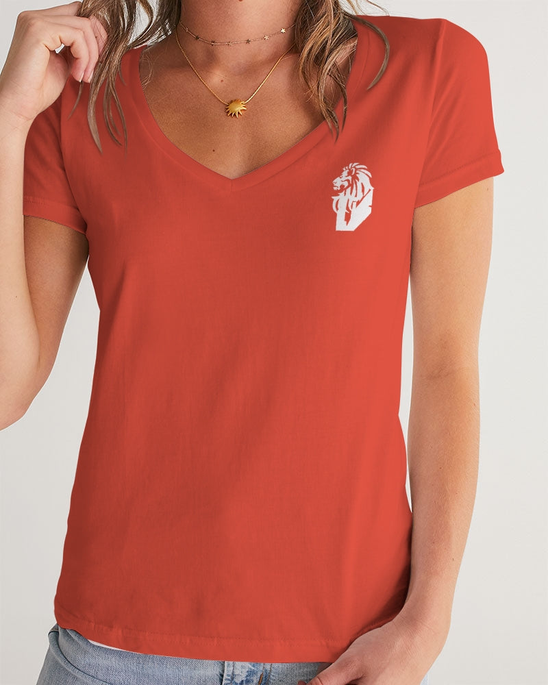 "Red Hot With Passion" Collection Women's All-Over Print V-Neck Tee