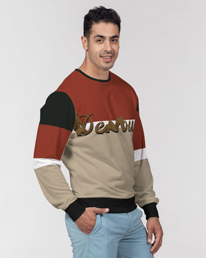 say in red Men's Classic French Terry Crewneck Pullover