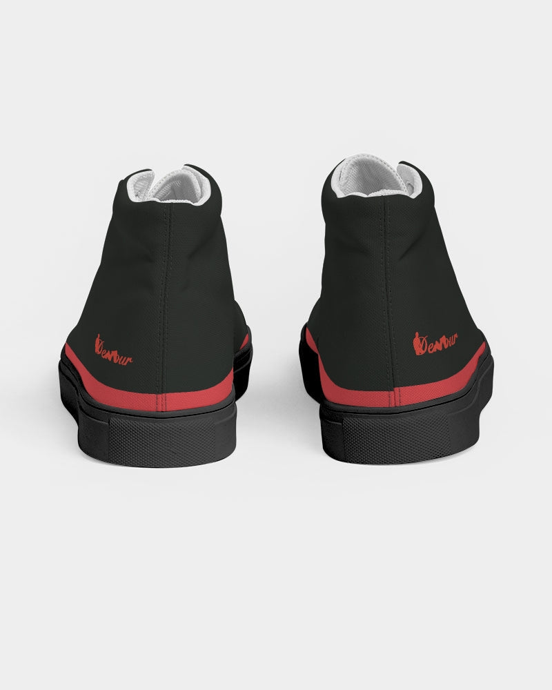 "Red Hot With Passion" DeVour The Moment Men's Hightop Canvas Shoe - Black