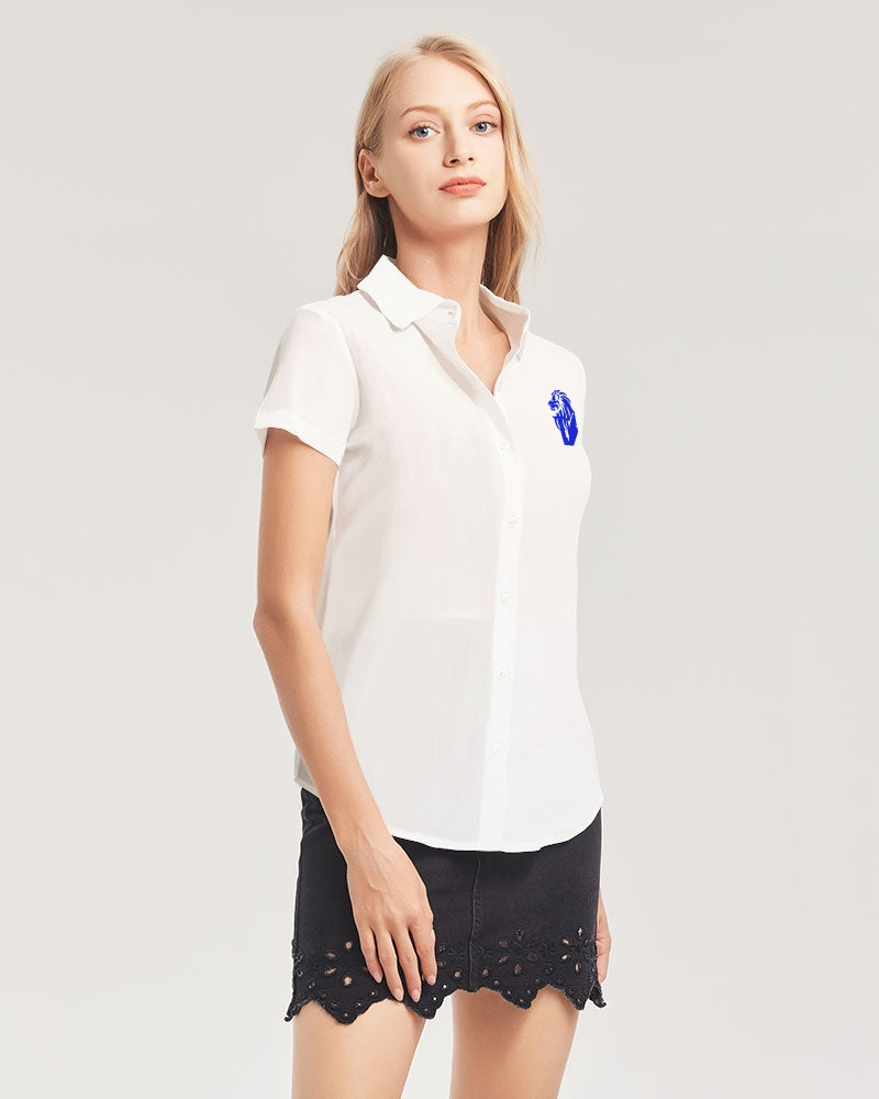 DeVour The Moment Women's All-Over Print Short Sleeve Button Up