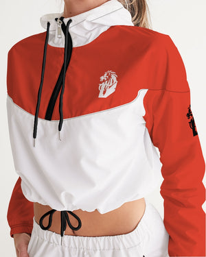 "Red Hot With Passion" Collection Women's All-Over Print Cropped Windbreaker