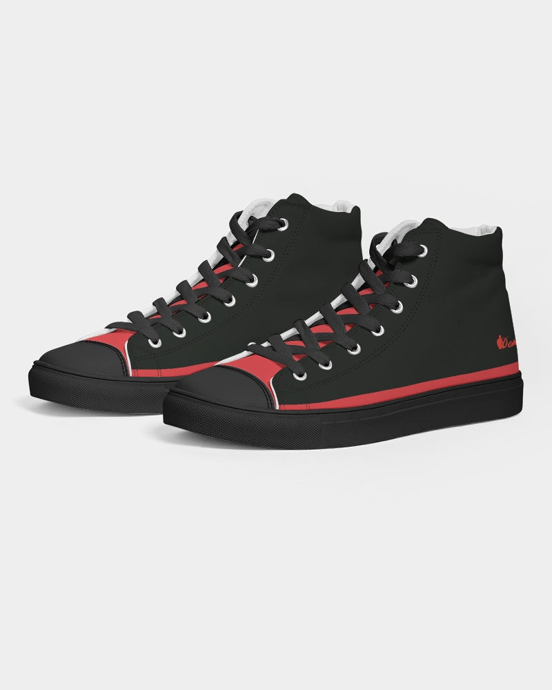 "Red Hot With Passion" DeVour The Moment Men's Hightop Canvas Shoe - Black