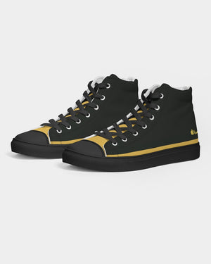 "Melo Yellow" Women's Hightop Canvas Shoe - Black