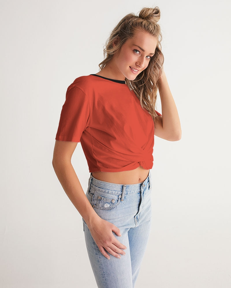 Red Zone Women's All-Over Print Twist-Front Cropped Tee