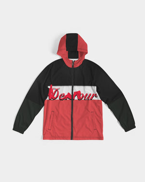 say in red Men's Windbreaker