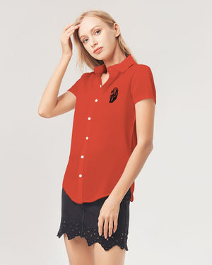 Red Zone Women's All-Over Print Short Sleeve Button Up