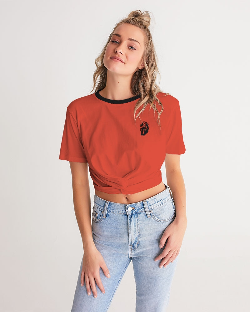 Red Zone Women's All-Over Print Twist-Front Cropped Tee