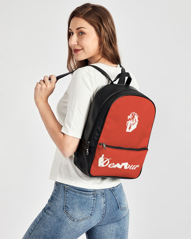 "Red Hot With Passion" Collection Classic Faux Leather Backpack