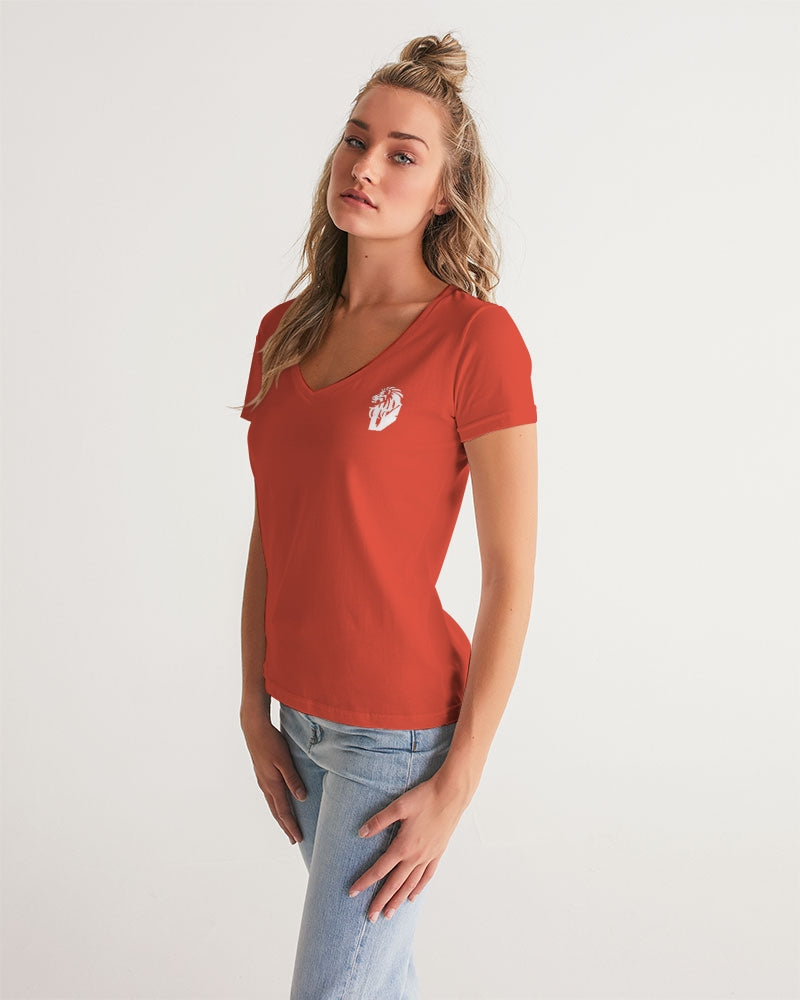 "Red Hot With Passion" Collection Women's All-Over Print V-Neck Tee