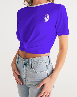 "Purple Royalty" Collection Women's All-Over Print Twist-Front Cropped Tee