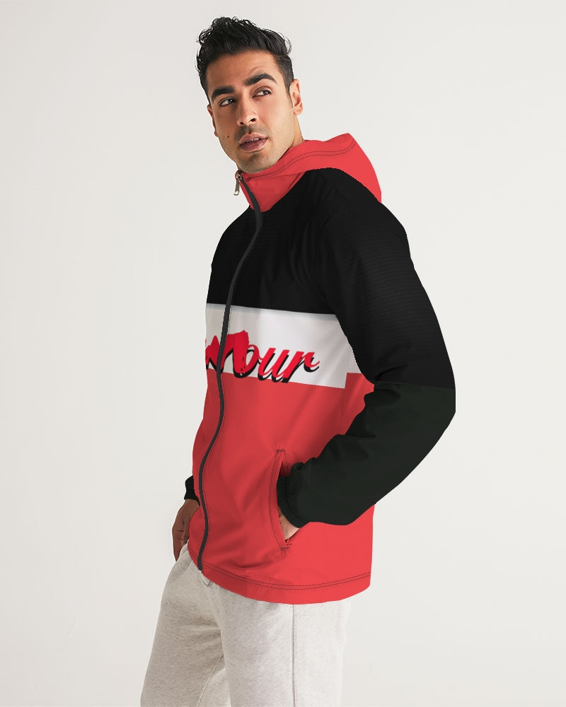 say in red Men's Windbreaker