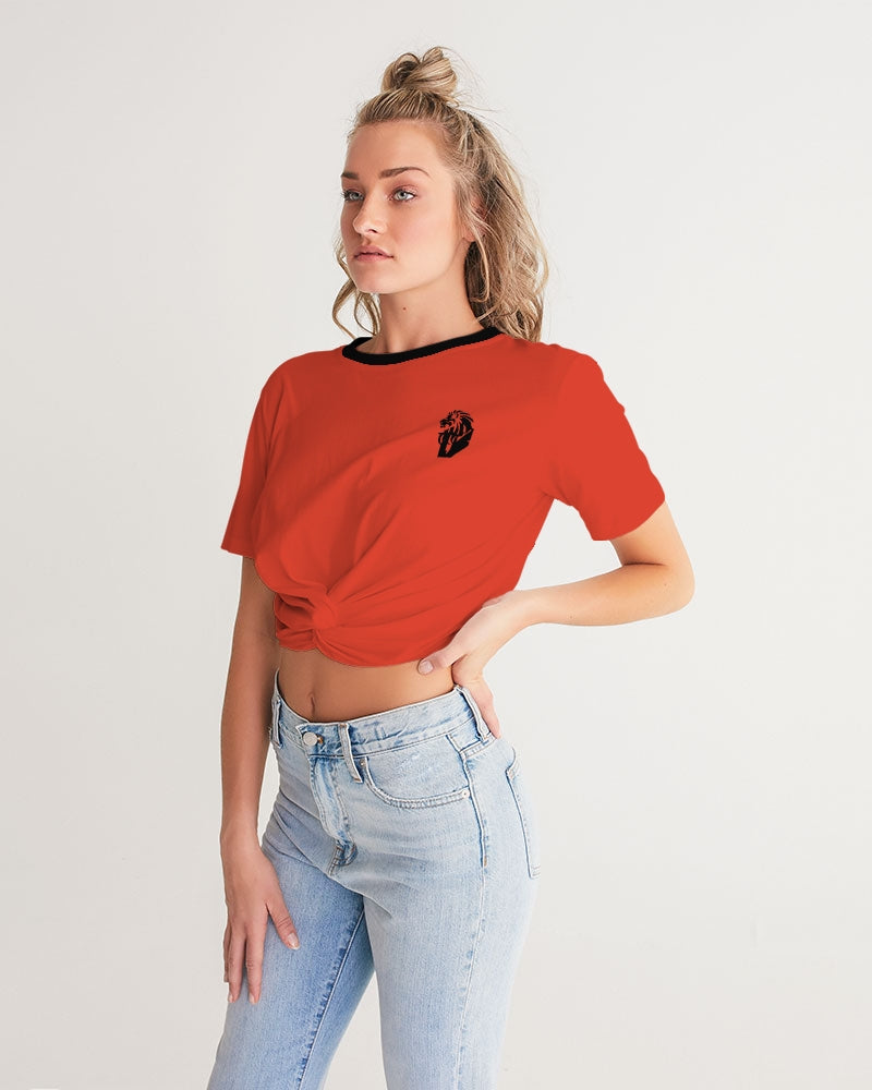 Red Zone Women's All-Over Print Twist-Front Cropped Tee