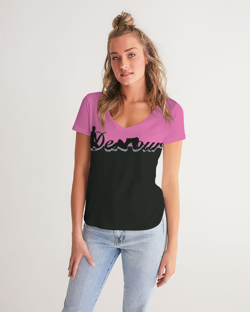 "Bubblegum Pink" Collection Women's V-Neck Tee